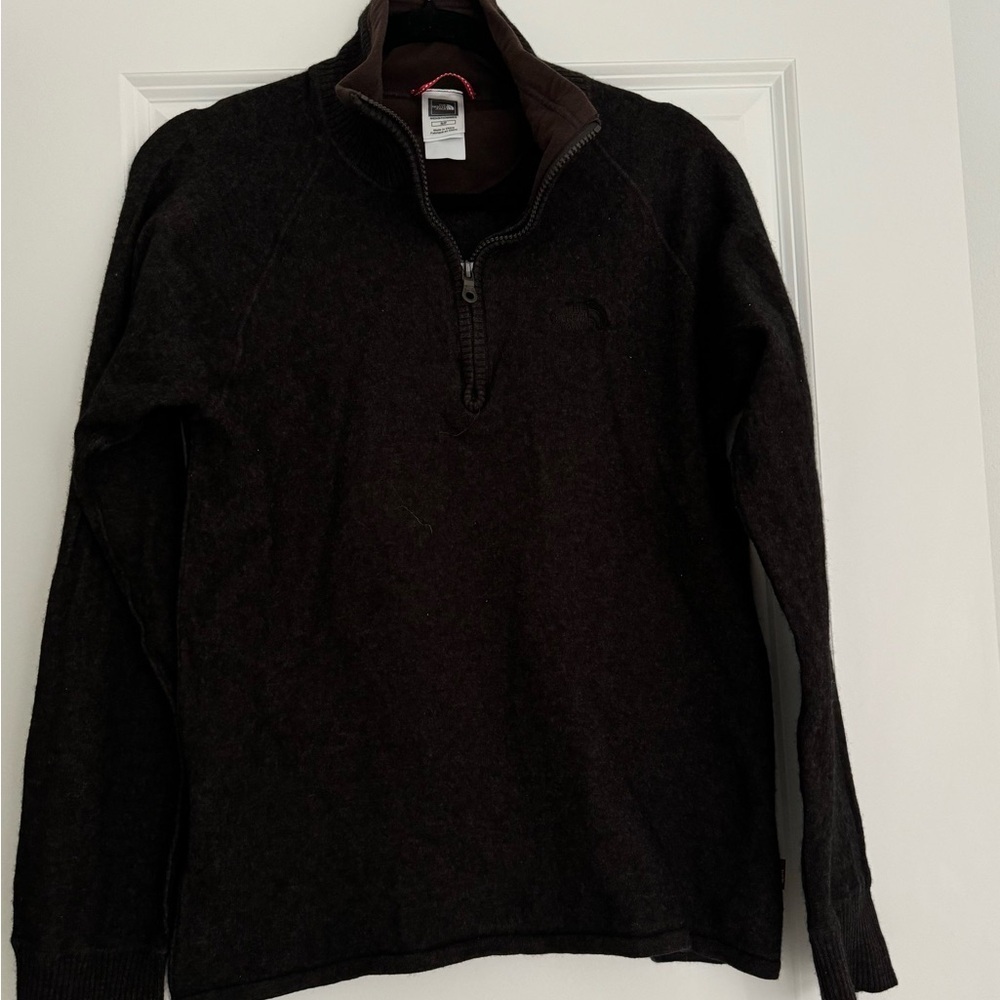 North Face Men’s brown soft wool blend collar pullover sweater size small